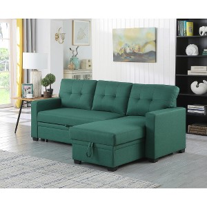 TIRAMISUBEST Linen Upholstered Sectional Sofa with Storage Chaise – Modern Gray Tufted Design for Compact to Medium Spaces-6 Color - 1 of 4