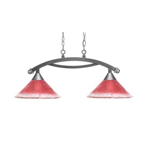 Toltec Lighting Bow 2 - Light Island Pendant Light in  Brushed Nickel with 12" Raspberry Crystal Shade - 1 of 1