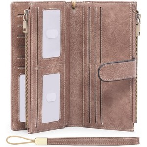Clotth Womens Large Capacity RFID Blocking Wallet with Removable Wrist Strap –PU Leather Bifold Credit Card Holder & Travel Clutch for Daily Use - 1 of 4
