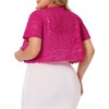Agnes Orinda Women's Plus Size Short Sleeve Open Front Crochet Lace Allover Cropped Cardigan - 4 of 4