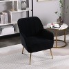 Vynxaria Black Velvet Fabric Accent Chair with Gold Legs for Living Room and Bedroom - 2 of 4