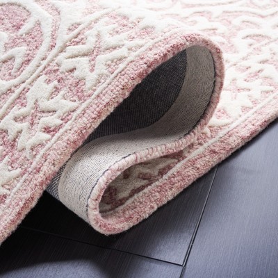 Pink and Ivory Floral Hand-Tufted Wool Area Rug, 8' x 10'
