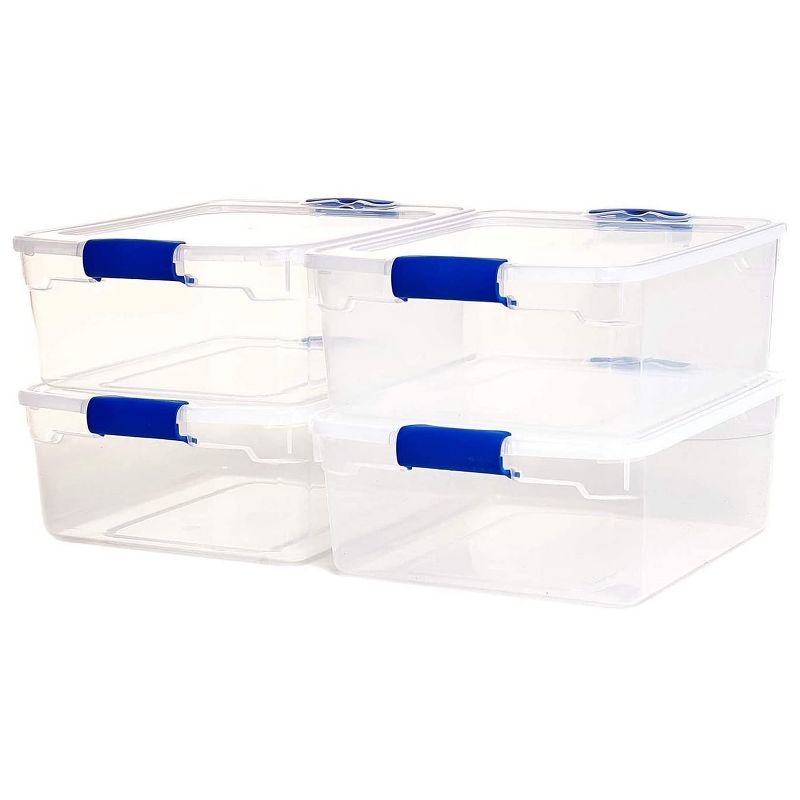 Homz Heavy Duty Modular Clear Plastic Stackable Storage Tote Containers with Latching and Locking Lids, 15.5 Quart Capacity, 12 Pack, 2 of 7