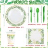Hachikiko Sage Greenery Party Supplies,Gold Foil Jungle Theme Party Decorations Green Leaf Dinnerware,Dinner Plates Cocktail Napkins Cups Cutlery - 2 of 4
