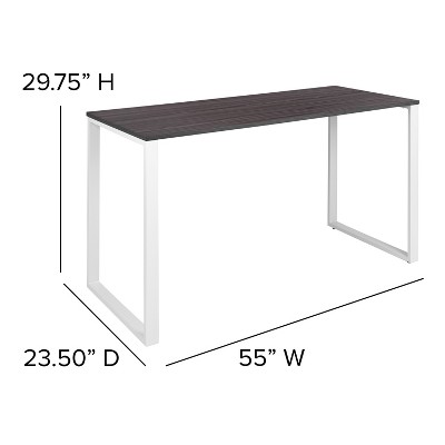 Tromso Adjustable 55" Gray Laminate Desk with Steel Frame and Drawer