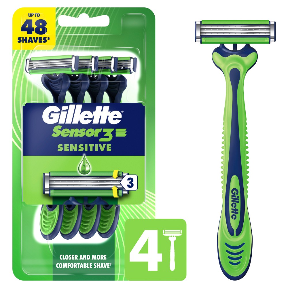 Gillette Sensor3 Sensitive Men's Disposable Razors - 4ct