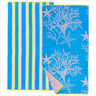 2pk Summer Printed Cotton Beach Towels - Great Bay Home
