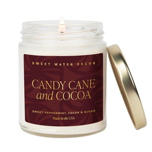 Sweet Water Decor Candy Cane and Cocoa 9oz Clear Jar Soy Candle - 1 of 4