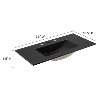 Cayman Black Ceramic 36" Rectangular Bathroom Sink