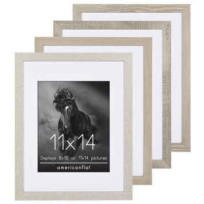 Image of Americanflat 11x14 Picture Frame Set with Mat - Perfect for Farmhouse Decor - Modern Farmhouse - 4 Pack