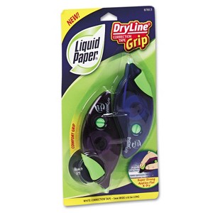 Liquid Paper DryLine Grip Correction Tape 1/5" x 335" Blue/Purple Dispensers 2/Pack 87813 - 1 of 4