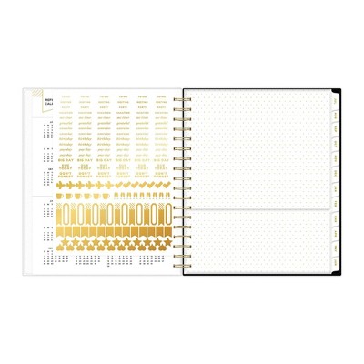 Day Designer 2024-25 Daily/Monthly Planner 10&#34;x8&#34; Wirebound Frosted Rugby Stripe Black_2