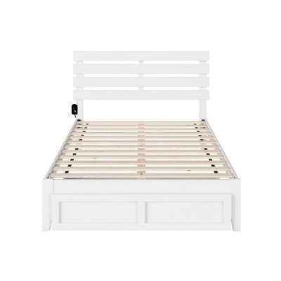 Oxford White Full Bed with Foot Drawer and USB Charger