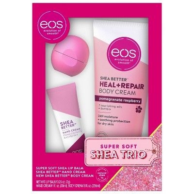 eos Holiday Super Soft Shea Trio Gift Set - Strawberry Cheer and Pomegranate Raspberry - 3pk