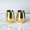 Viski Gold Wine Glasses, Stemless Wine Glass Set, Stainless Steel with Gold Finish, 18 Ounces, Set of 2, Gold, Gold - 2 of 4