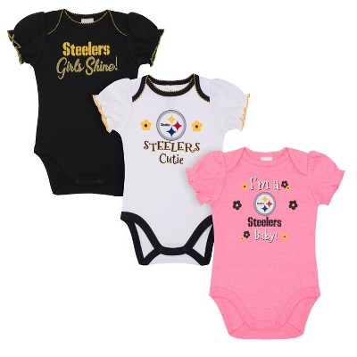 NFL Pittsburgh Steelers Baby Girls Long Sleeve Bodysuit Set, 2