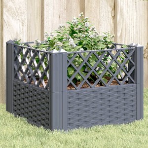 vidaXL Garden Planter with Pegs Gray 17.1"x17.1"x17.1" PP - 1 of 4