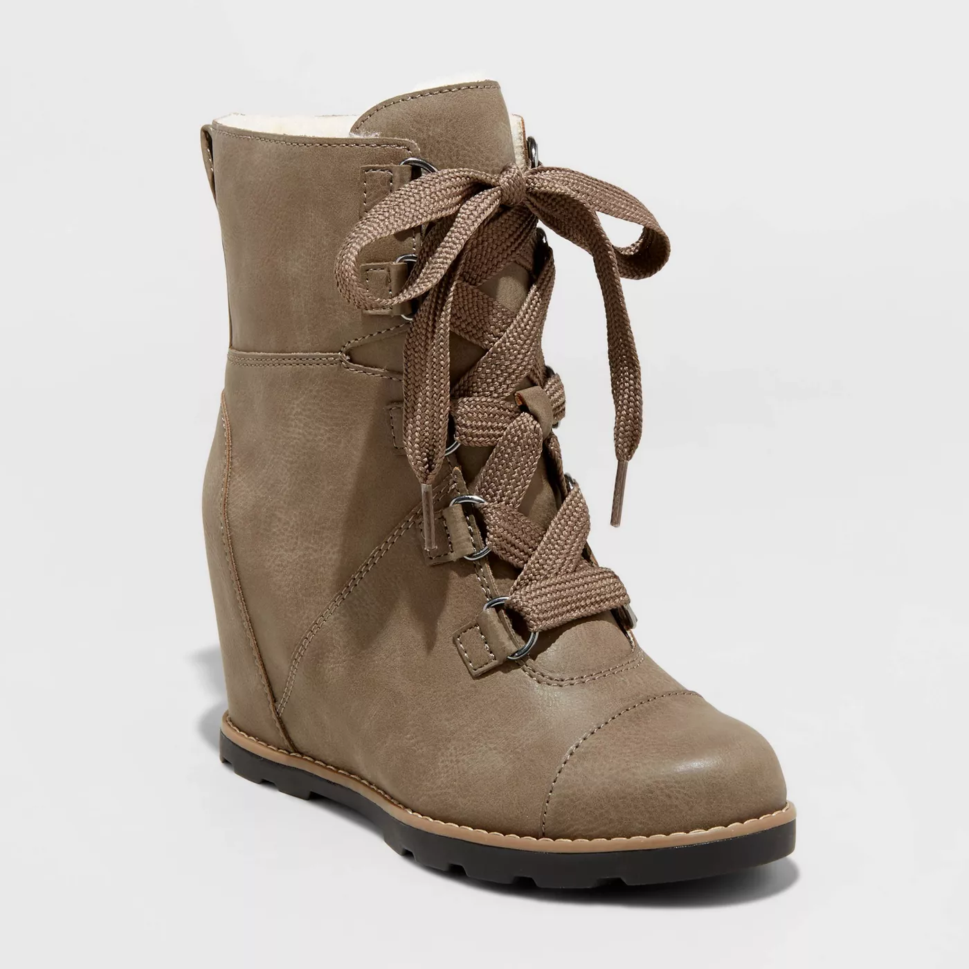 Women's Katherine Faux Leather Lace-Up Wedge Boots - Universal Thread™ - image 1 of 3