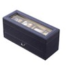 HomeRoots 9" Blue And Clear Faux Leather And Glass Four Section Watch Box With Metal Accents - 4 of 4
