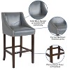 Emma and Oliver 30"H Transitional Upholstered Walnut Barstool with Accent Nails - 3 of 4