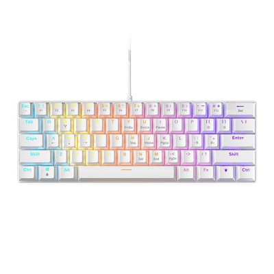 Mechanical keyboard, color matching RGB lighting effect hot-swappable wired keyboard red axis silent computer game (White)