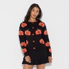 Women's Pumpkin Graphic Cardigan - Black - 2 of 3