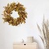 Attop 20'' Fall Wreath Autumn Wreath for Front Door with Brown Magnolia Leaves and Small Pomegranate Fruits for Home Outdoor Decoration - 2 of 4