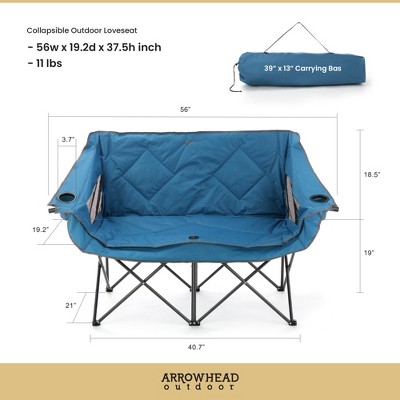 Deluxe Duo Double Outdoor Loveseat with Wine Glass Holders - Blue