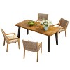 Christopher Knight Home Neva 5 Piece Industrial Outdoor Acacia Wood and Wicker Dining Set with Cushions - 2 of 4