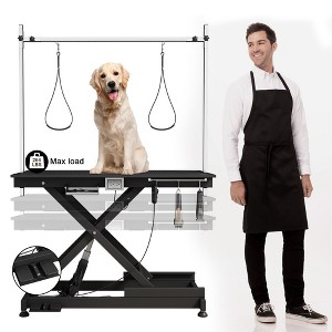 110V/220V Electric Pet Grooming Table, Professional Groomer Recommend 8" - 36" Height Adjustable Double Arm Loops Lift Table, Dog Bathing Station - 1 of 4