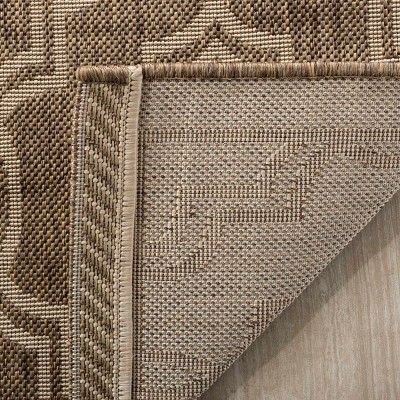 Handmade Brown and Beige Geometric Viscose Area Rug