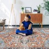 Acekool Boho Washable Rug 5x7 Non-Slip Vintage Runner for Living Room & Bedroom, Soft Low-Pile Carpet in Green/Grey/Orange Brown - 4 of 4