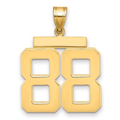 Black Bow Jewelry 14k Yellow Gold, Athletic Collection, Large Polished Number 88 Pendant