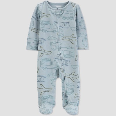 Image of Carter's Just One You®️ Baby Boys' Transportation Footed Pajama - Blue Newborn