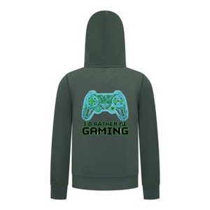 Everyday Kids “I’d Rather Be Gaming” Zip Up Hoodie – Cool Video Game Controller Sweatshirt - 1 of 4