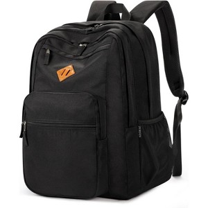 26L Black Backpack for School, College, and Travel: Water Resistant Bookbag with 8 Compartments - 1 of 4