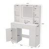 FONTOI Vanity Desk with Mirror&Hair Dryer Rack, Dressing Table with Ample Drawers for Bedroom, White, 15.75"*55.91"*43.31" - 3 of 4