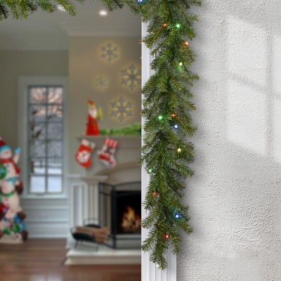 9-Foot Prelit Multicolor LED Pine Garland