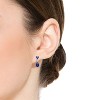 Guili Sterling Silver White Gold Plated Three-Stone Dangle Earrings with Blue & White Cubic Zirconia - Elegant, Hypoallergenic, for Any Occasion - 2 of 3