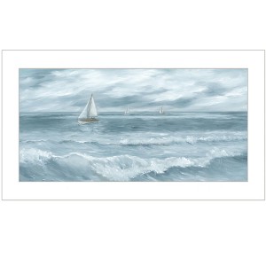 HomeRoots Three Sailboats White Framed Print Wall Art - 1 of 4