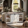 Vynxaria 65-Inch Solid Wood TV Cabinet with Double-Layer Storage Sliding Doors Modern Living Room Furniture, White - 2 of 4