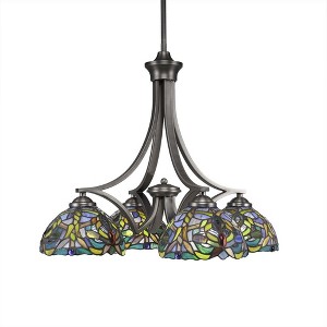 Toltec Lighting Zilo 4 - Light Chandelier in  Graphite with 7" Kaleidoscope Art Glass Shade - 1 of 1