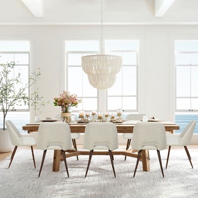 Modern Upholstered Dining Chairs Set, Mid-Century Fabric Chairs with Walnut Legs, Comfortable Padded Seat for Kitchen & Dining Room-Maison Boucle