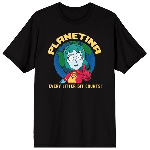Rick & Morty Planetina Every Litter Bit Counts on Black Short Sleeve Adult T-Shirt - 1 of 3
