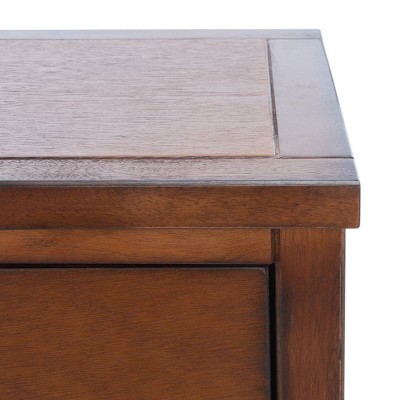 Transitional Abel Brown Pine and Stone Nightstand with Storage