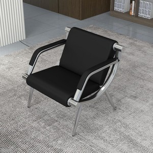 Kinsuite 1-seat Waiting Room Chairs -Airport Bank Guest Black PU Leather - 1 of 4
