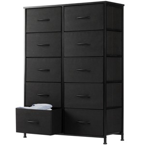 FURNIinspire Dressers 10 Drawer Fabric Tall Dresser Tower Closet Storage Chest of Drawers for Bedroom Nursery, Black, 11.8"*31"*45.6" - 1 of 4