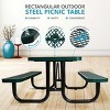 TiramisuBest 6 ft. Rectangular Outdoor Steel Picnic Table with umbrella pole in Green - 4 of 4