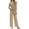 Ekouaer Striped Lounge Set 2 Piece Sweater Matching Outfits Travel Knit Clothing Sets for Women - 3 of 4