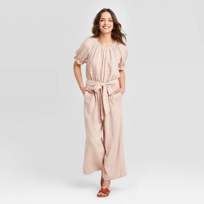 women's smocked jumpsuit